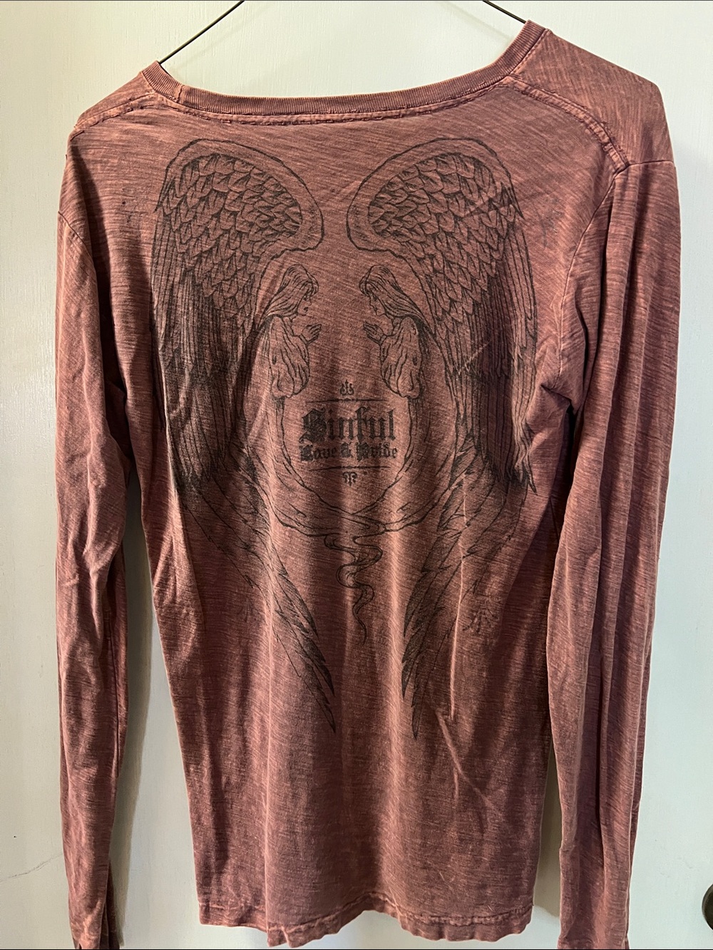 Sinful Brown Heather Short Sleeve Tee with Dark Graphic